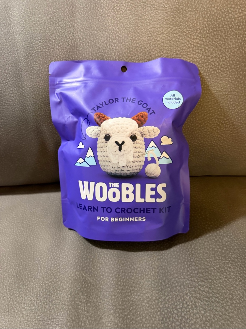 The Woobles Taylor the Goat Learn-to-Crochet Kit - Purple